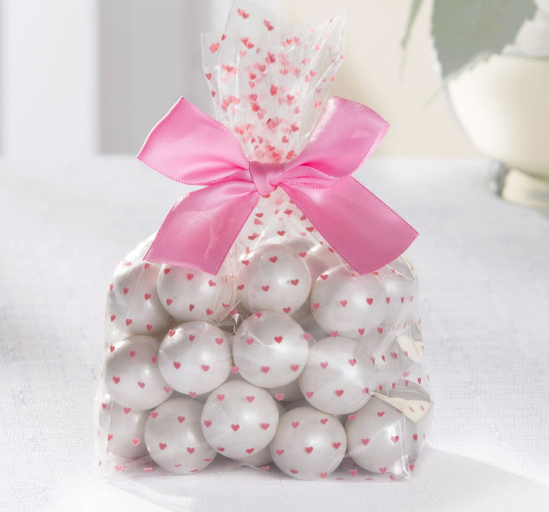 Rectangle Cello Treat Party Bags, Pink/Clear, Hearts, 10-in, 12-pk, for Gender Reveal/Baby Shower S5565