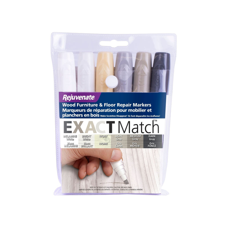 Exact Match Wood Furniture & Floor Repair Markers, White-Grey, 6 Shades Q9210