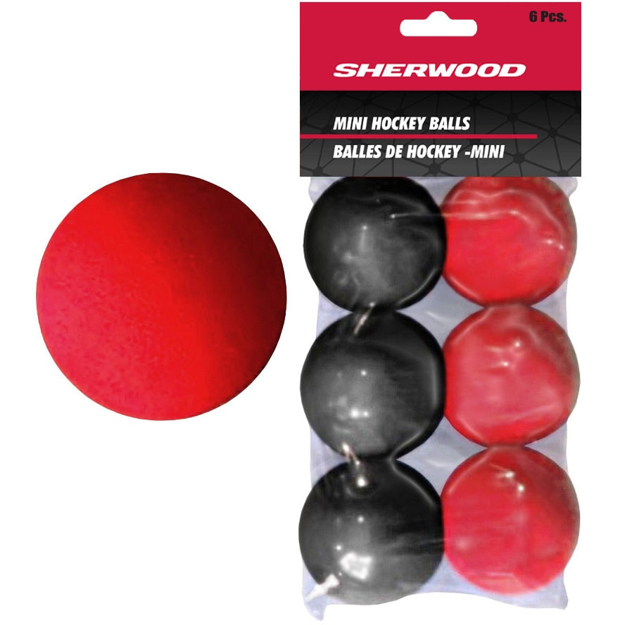 Mini Foam Street Hockey Balls, Red & Black, 6-pk