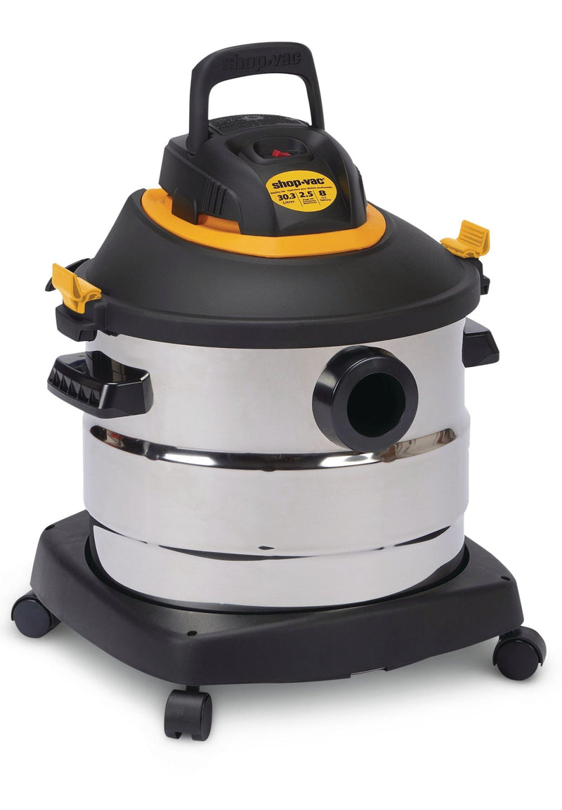 2031848 2.5 Peak HP Stainless Steel Wet/Dry Shop Vacuum with Hose and Accessories, 30-L E9008