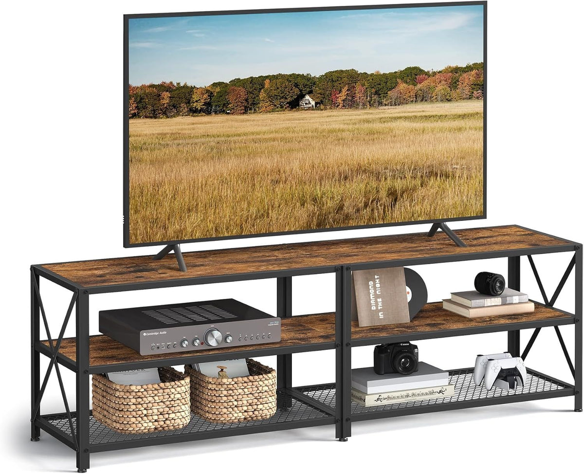 Home 70-in 3-Tier Industrial Rustic Brown TV Stand