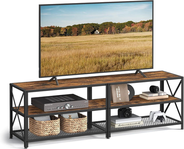 Home 70-in 3-Tier Industrial Rustic Brown TV Stand H5356
