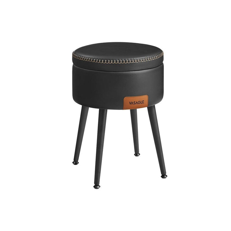 Home Ink Black Storage Stool with Footrest C3823