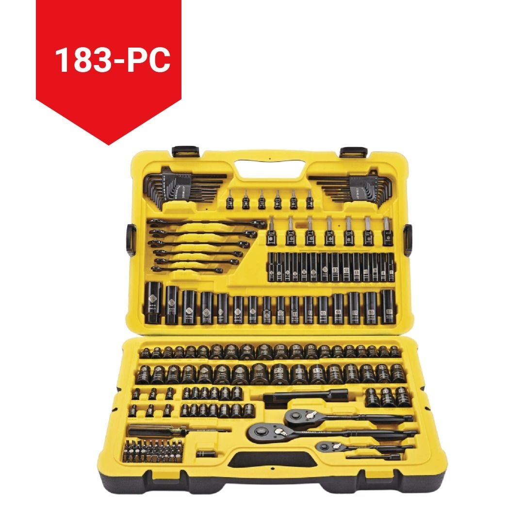 Professional Grade Black Chrome Socket Set, 183-pc, SAE/Metric