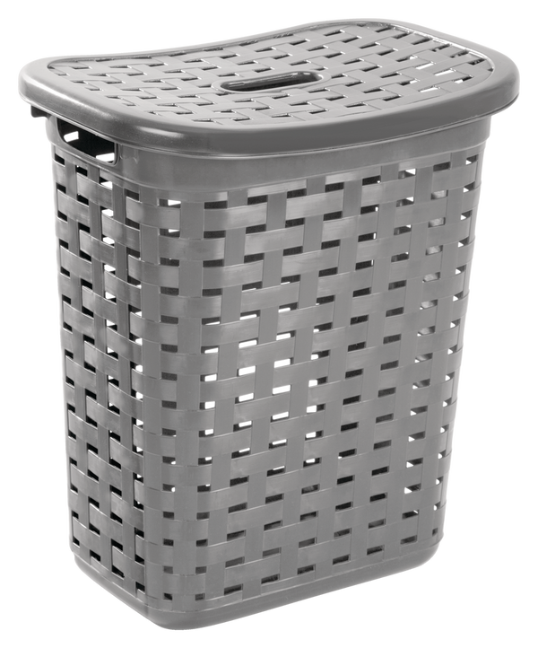 Weave Laundry Hamper, Plastic, Grey S1679