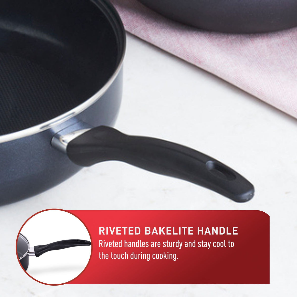 Viva Non-Stick Cookware Set, Black, 9-pc