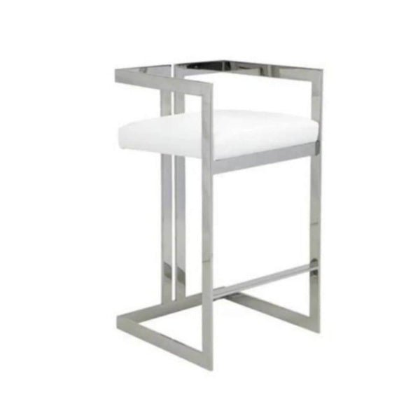 White Cushioned Harvey Stool with Silver Frame O6011