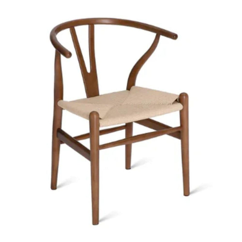 Wishbone Wood Dining Chair with Woven Seat, Walnut K2290