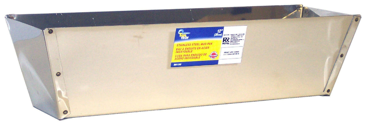 Stainless Steel Drywall Joint Compound Mud Pan with Sheared Edges, 12-in