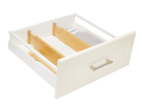 Engrained Adjustable Spring-Loaded Bamboo Kitchen Drawer Dividers, Non-Slip, 2-pk A6745