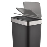 Resin Rectangular Auto Indoor Refuse Bin, Motion Sensor Lid, Black, 50-L