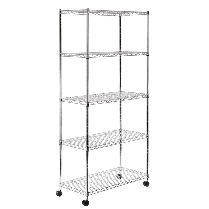 5-Tier Steel Wire Shelving, 30-in x 14-in x 60-in, Chrome D8330