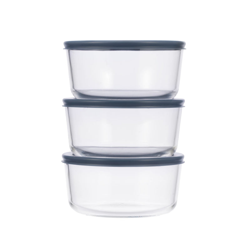 Round Glass Food Storage Container Set with Lids, 6-pc X6324