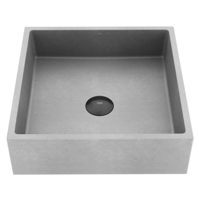 Alhambra Gothic Concreto Stone 15x15-in Deep Grey Bathroom Sink/Basin with Square Vessel F4717