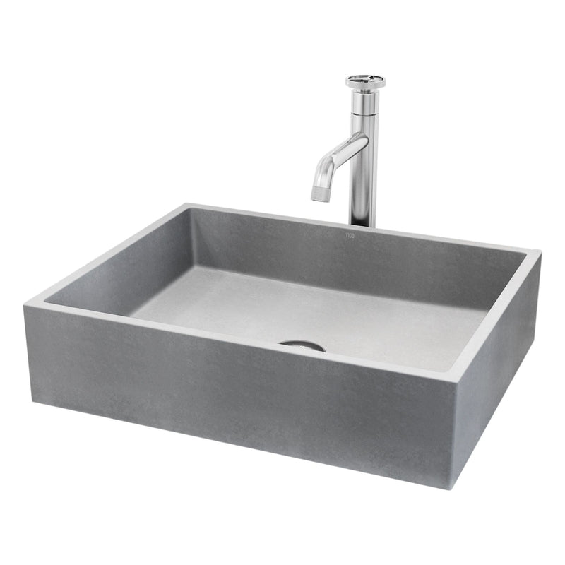 Coca Gothic Grey Bathroom Sink/Basin Set with Cass Faucet and Rectangular Vessel I1820