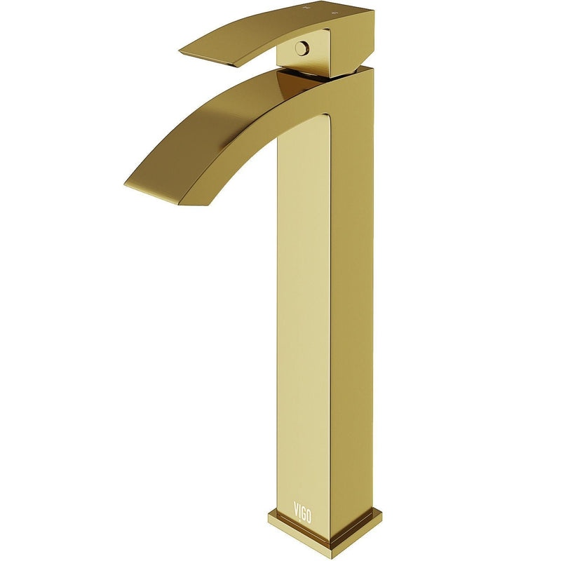 Duris Single Handle Vessel Sink Bathroom Faucet with Deck Plate, Matte BGold V1078