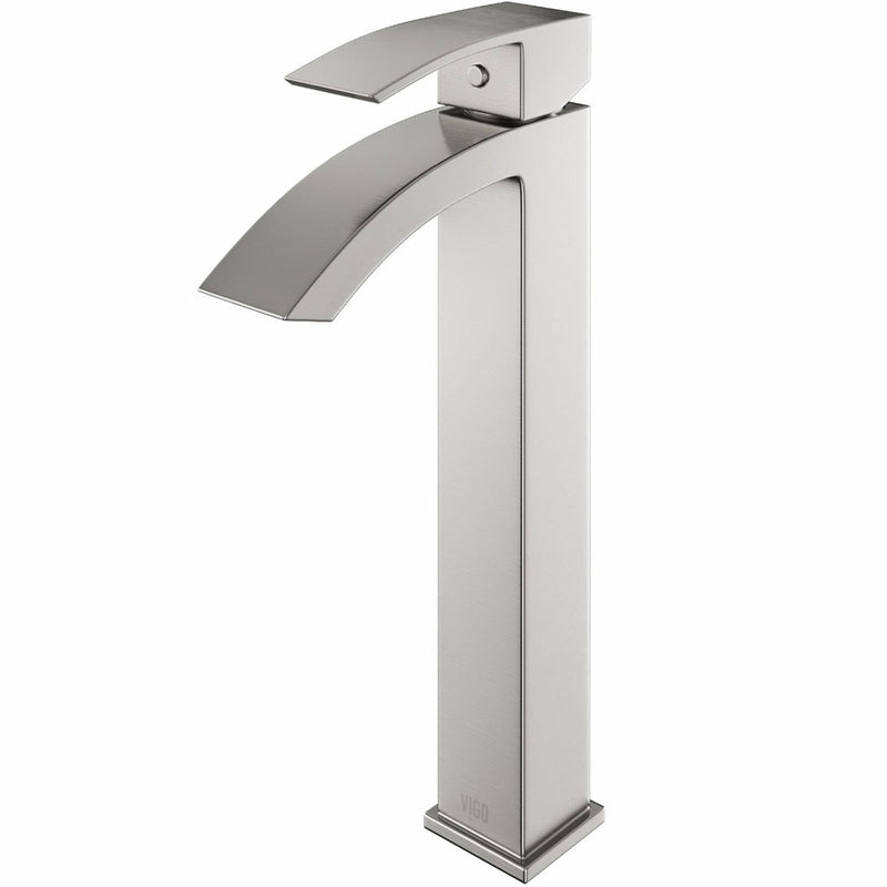 Duris Vessel Single Handle Vessel Sink Bathroom Faucet with Deck Plate, Brushed Nickel O4631