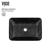 Glass Grey Onyx Bathroom Sink/Basin Set with Matte Black Lexington Faucet and Rectangular Vessel