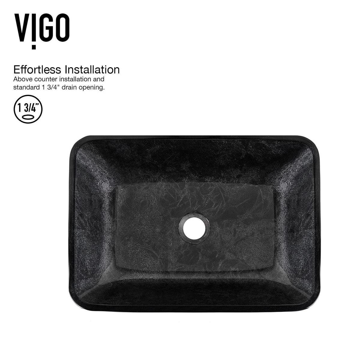 Glass Grey Onyx Bathroom Sink/Basin Set with Matte Black Lexington Faucet and Rectangular Vessel