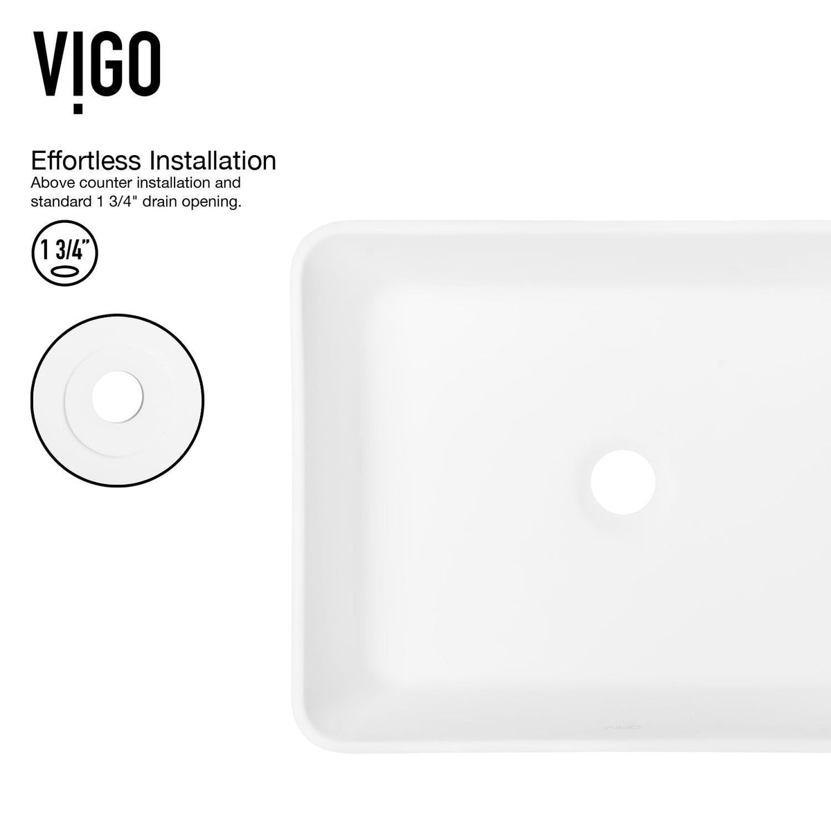 Marigold Matte White Bathroom Sink/Basin Set with Amada Faucet and Rectangular Composite Vessel