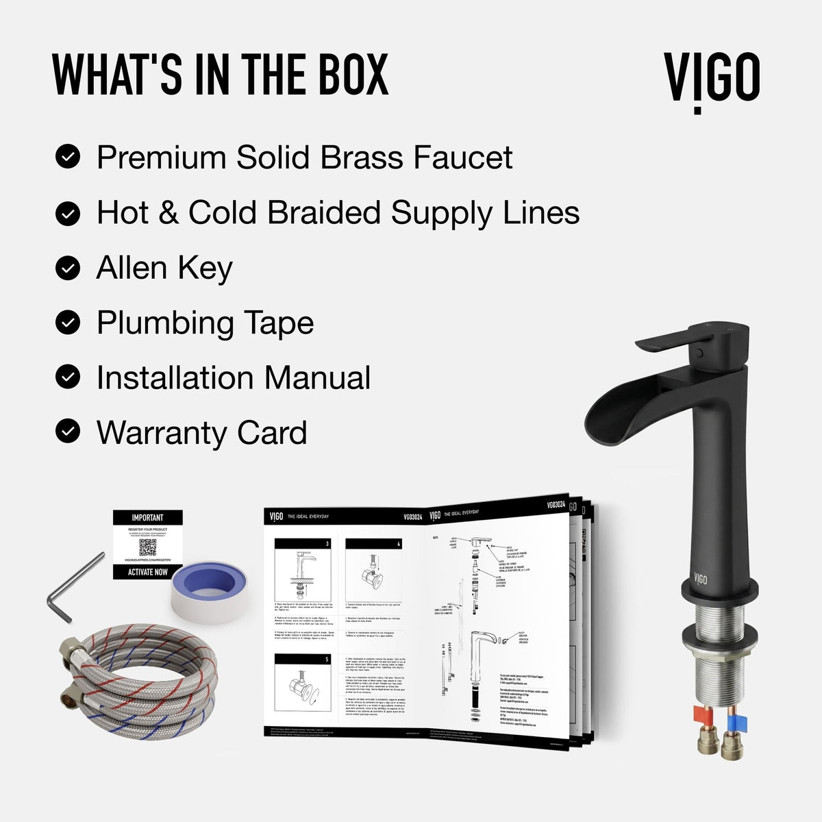 Niko Single Handle Single Hole Bathroom Sink Faucet, Matte Black