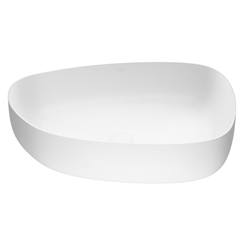 Peony Matte Stone Novelty Composite Vessel Bathroom Sink/Basin with Deep Bowl, White B6723