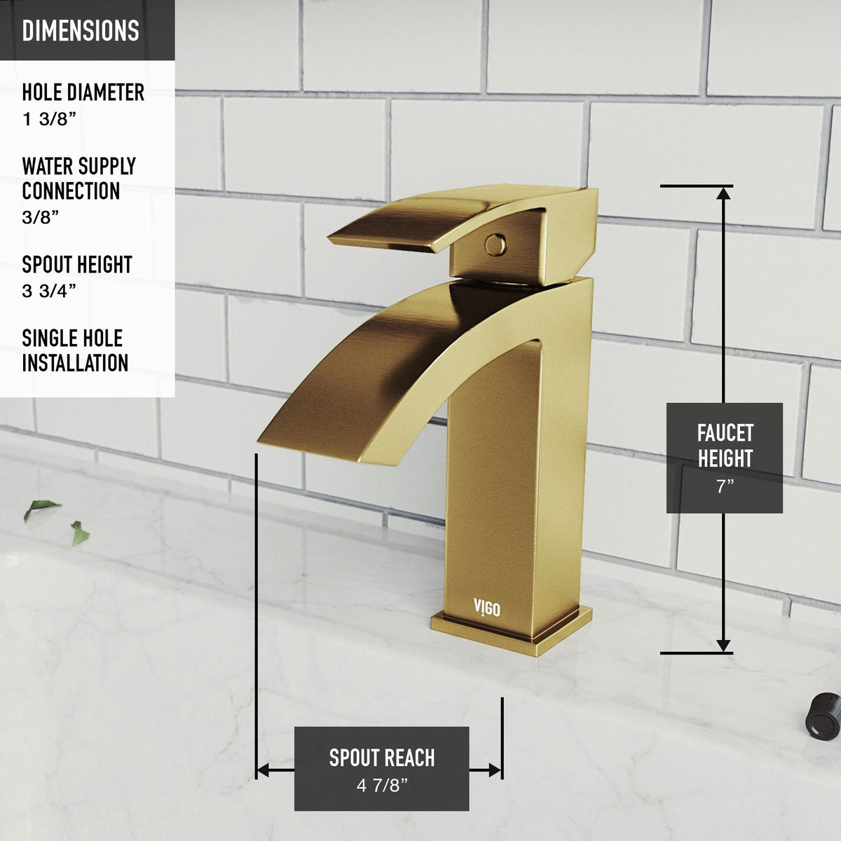 Satro Single Handle Single Hole Bathroom Sink Faucet, WaterSense Certified, Matte Gold