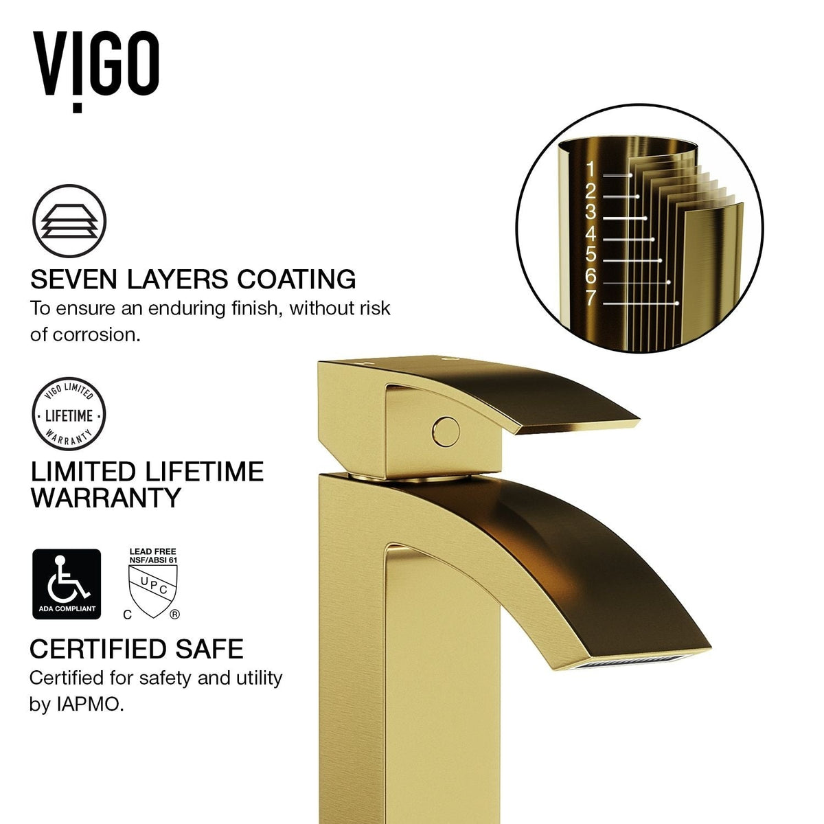 Satro Single Handle Single Hole Bathroom Sink Faucet, WaterSense Certified, Matte Gold