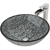 Titanium Glass Slate Grey Bathroom Sink/Basin Set with Niko Faucet and Round Vessel