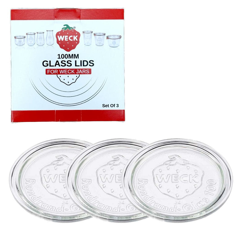 100mm Glass Lids for Jars, Dishwasher/Microwave-Safe, 3-pk P2053
